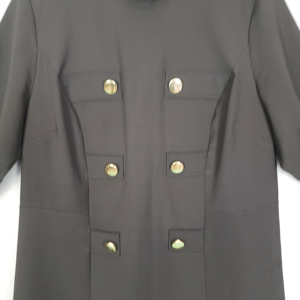 Eloquii Mock Neck Military Midi Dress Black Gold Buttons A-line Classy Size 16 - Picture 5 of 11